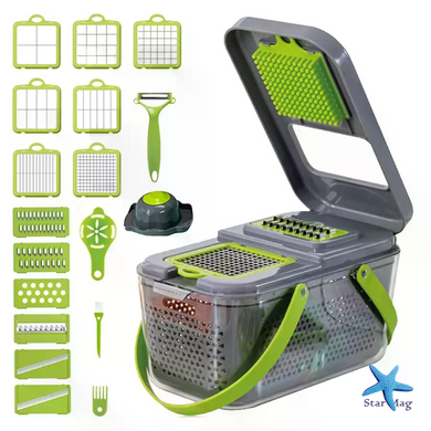Овощерезка мультислайсер AND1536 Vegetable Cutter &bull; Ручной измельчитель для овощей, фруктов, салатов и домашней нарезки