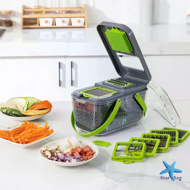 Овощерезка мультислайсер AND1536 Vegetable Cutter &bull; Ручной измельчитель для овощей, фруктов, салатов и домашней нарезки