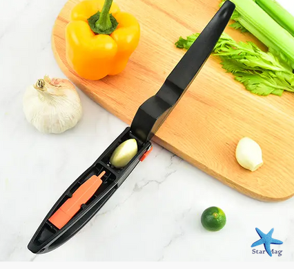 Прес для часнику Multifunctional Garlic Presser Часничниця + ніж для чищення овочів + паличка для очищення преса