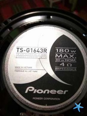 Автомобильная акустика, колонки Pioneer TS 1643 (180W) 2 полосные PR4