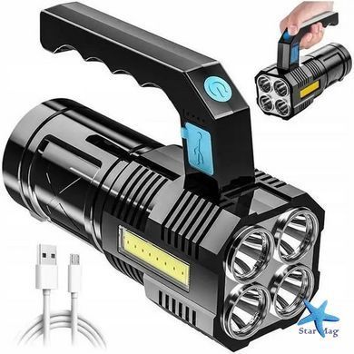 Ручной фонарь Bailong BL X502 &bull; Мощный фонарь с COB-светом и USB зарядкой
