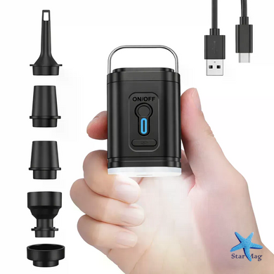 Вакуумний насос USB 26X-450 &bull; Портативний електричний насос 26X-450 зі змінними насадками для вакуумних пакетів, надувних виробів і зберігання одягу