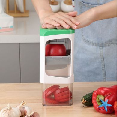 Ручна овочерізка з контейнером Genius Nicer Dicer Кухонний слайсер - терка з насадками 7 в 1