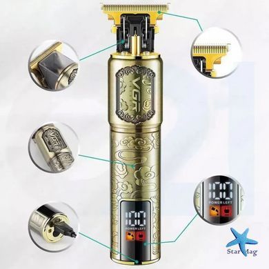 Триммер VGR V-073 аккумуляторный для бороды и волос ∙ Аккумуляторная машинка для стрижки от USB + 4 насадки VGR V-073