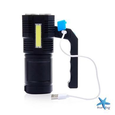 Ручной фонарь Bailong BL X502 &bull; Мощный фонарь с COB-светом и USB зарядкой