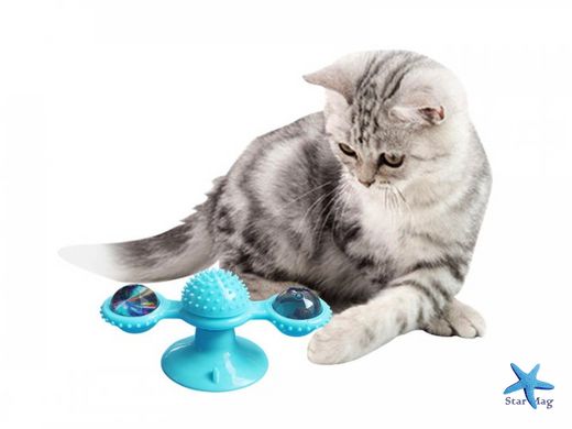 Іграшка для кота інтелектуальна Rotate Windmill · Іграшка - спіннер для домашніх тварин Млин з щіткою для зубів