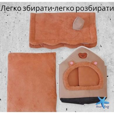 М&rsquo;який будиночок для тварин MA687 40х35х38 см хакі &bull; Лежанка-будиночок для котів, невеликих собак та домашніх улюбленців