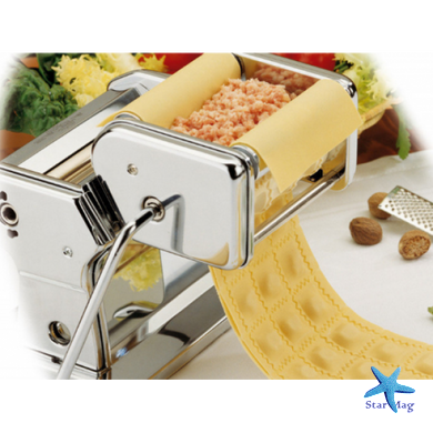 Паста-машина 3 в 1 з насадкою для равіолі Локширізка + Равіольниця + Тістораскатка Pasta Set