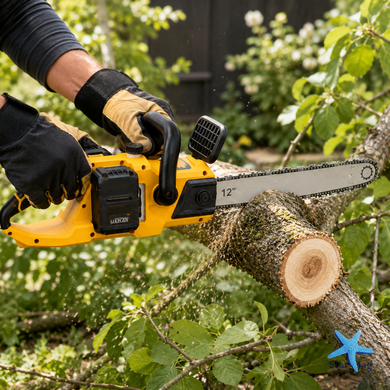 Акумуляторна ланцюгова пила Electric Saw DT-1291 16" з 2 акумуляторами жовта &bull; Електропила по дереву Electric Saw DT-1291 з шиною 16 дюймів і двома АКБ жовта