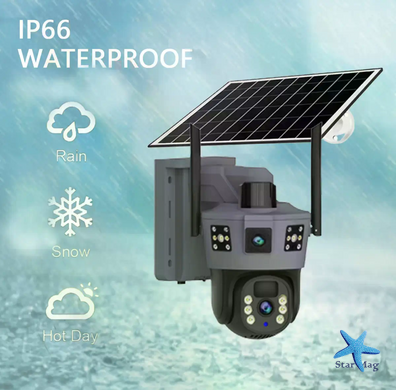 4G-камера TP18 360&deg; черная &bull; Уличная автономная IP-камера Solar PTZ 6 Мп с SIM-картой, солнечной панелью и V380 Pro