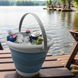 Складане силіконове відро 10 л сіре з ручкою для води та господарських завдань &bull; Туристичне відро Collapsible Bucket 10 л сіре для риболовлі, кемпінгу, дачі та автомобіля