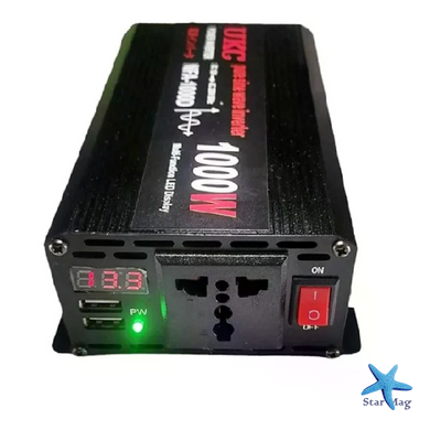 Інвертор 5 CORE 1000W 12V-220V &bull; Перетворювач напруги 5 CORE 1000W DC/AC 12V з USB та модифікованою синусоїдою