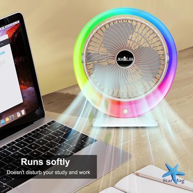 Настольный вентилятор с подсветкой Mini fan VU-04 &bull; Мини-вентилятор с батареей 1200 мАч LED подсветкой и 3 режимами обдува
