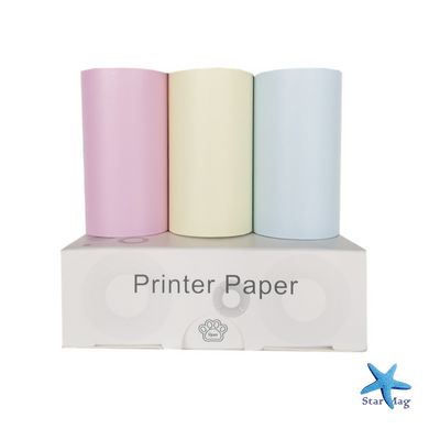 Набір кольорового термопаперу для друку портативного принтера, 3 рулони · Папір для дитячого термопринтера