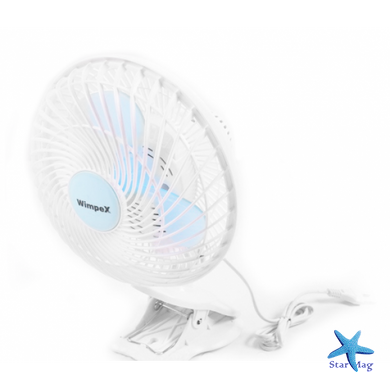 Поворотный вентилятор на прищепке Wimpex WX707 360° настольный портативный, 18 см