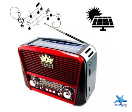 Радіоприймач GOLON RX-BT455S Solar USB із сонячною батареєю ∙ Портативна радіоколонка GOLON RX-BT455S Solar USB для дому