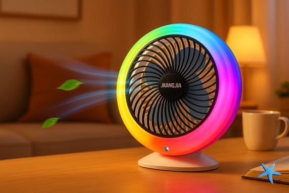 Настольный вентилятор с подсветкой Mini fan VU-04 &bull; Мини-вентилятор с батареей 1200 мАч LED подсветкой и 3 режимами обдува