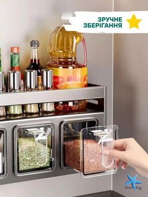 Підвісний кухонний органайзер для спецій 26X-79 настінний &bull; Полиця для спецій і приправ 26X-79 з 4 ємностями для кухні