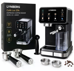 Автоматична кавомашина Lynberg Cafe Lux 20K LB5803 3000 Вт &bull; Кавомашина Lynberg Cafe Lux 20K LB5803 20 бар з капучинатором і сенсорним керуванням