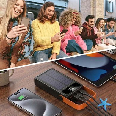 Повербанк YM-638 CX 100000 mAh із сонячною панеллю та ліхтарем &bull; Зовнішній акумулятор YM-638 CX 100000 mAh з 4 USB і заряджанням від сонця