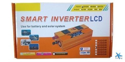 Перетворювач напруги LCD SMART 3000W 12V/24V у 220V &bull; Автомобільний інвертор з дисплеєм для дому, авто та резервного живлення