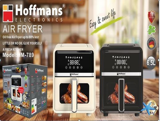 Аэрофритюрница Hoffmans HM-789 6,5 л &bull; Сенсорный аэрогриль-мультипечь Hoffmans 2000 Вт с 8 программами приготовления