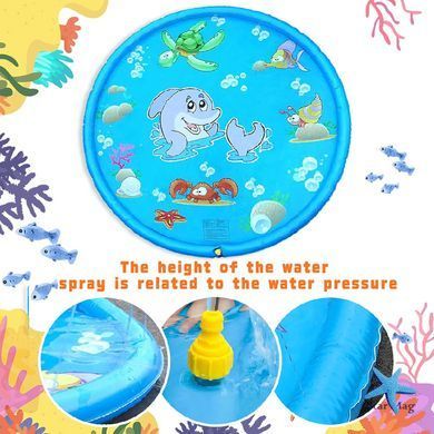 Ігровий водний килимок Блакитний Дельфін 100 см для дітей • Надувний басейн-фонтан з розбризкувачем для дачі та присадибної ділянки
