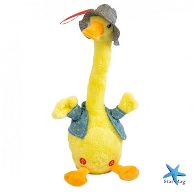 Интерактивная детская говорящая игрушка – повторюшка Гусь Dansing Duck ∙ Музыкальная танцующая утка повторюха с LED подсветкой