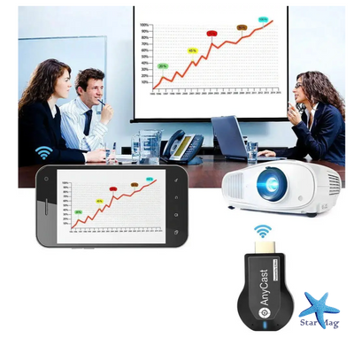 Беспроводной приемник для трансляции экрана AnyCast M9 Plus ∙ Медиаплеер беспроводной AnyCast M9 Wi-Fi для ТВ для трансляции с телефона
