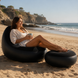 Надувний диван AIR SOFA з насосом чорний &bull; Велюрове надувне крісло-диван для дому, дачі, відпочинку, пляжу та кемпінгу