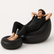 Надувний диван AIR SOFA з насосом чорний &bull; Велюрове надувне крісло-диван для дому, дачі, відпочинку, пляжу та кемпінгу