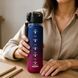 Спортивная бутылка для воды Spirit 1000 мл 26X-331 &bull; Многоразовая бутылка с герметичной крышкой, ремешком, шкалой объема и времени, сине-бордовый градиент