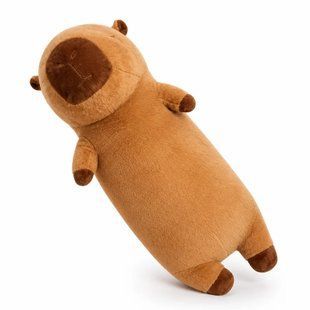 Мягкая игрушка-подушка Капибара KAR337 110 см &bull; Длинная обнимашка из мягкого плюша коричневого цвета для отдыха, декора и подарка
