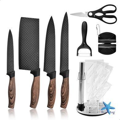 Набір кухонних ножів 4 шт + ножиці та овочечистка Kitchen utensils HA-177 ∙ Кухонний набір ножів HA-177