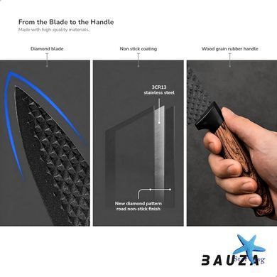 Набір кухонних ножів 4 шт + ножиці та овочечистка Kitchen utensils HA-177 ∙ Кухонний набір ножів HA-177