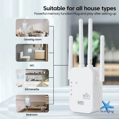 Репитер усилитель сигнала ретранслятор Wi-Fi роутер 300Мбит ∙ Wi-Fi ретранслятор 2.4G с 6 антеннами