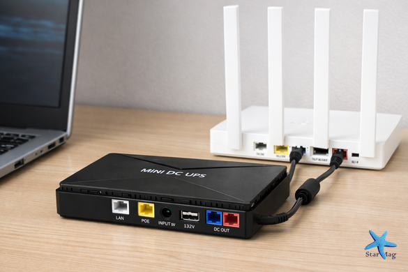 Джерело безперебійного живлення Mini DC UPS для роутера та ONU &bull; Міні ДБЖ 12V з USB і DC виходами для Wi-Fi, модема та камер