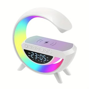 Лампа – ночник Smart Light Sound Machine 3401 с беспроводной зарядкой, часами, будильником и встроенной Bluetooth колонкой