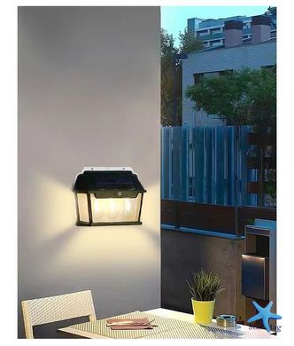 Уличный фонарь на солнечной батарее с датчиком движения HW 999-3W Solar Interaction Wall Lamp · Настенный наружный светильник · 3 режима освещения