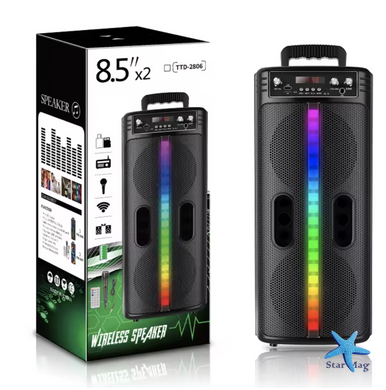 Колонка Bluetooth Wireless Speaker TTD-2806 яскрава атмосфера для вечірок ∙ Портативна колонка акумуляторна USB Bluetooth з мікрофоном 8,5" 40 W
