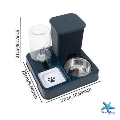 Автоматическая кормушка с поилкой 2 в 1 Pet Automatic для кошек и собак ∙ Двойная миска с автопоилкой и дозатором воды для домашних животных