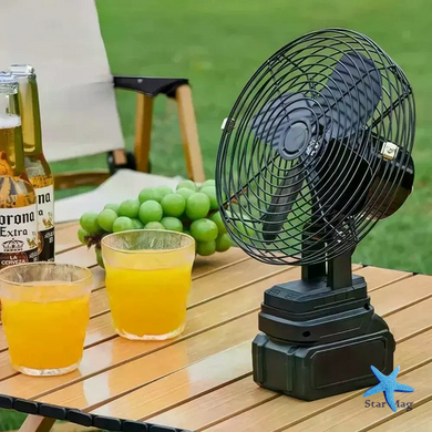 Аккумуляторный вентилятор Lithium Electric Fan 48V черный &bull; Портативный беспроводной вентилятор с Li-ion аккумулятором для дома, дачи, офиса и отдыха
