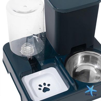 Автоматическая кормушка с поилкой 2 в 1 Pet Automatic для кошек и собак ∙ Двойная миска с автопоилкой и дозатором воды для домашних животных