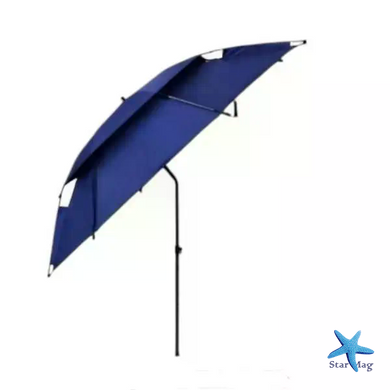 Рыбацкий зонт 2 м JTG2025-3blue синий с клапаном, наклоном, стенкой, чехлом и крючками &bull; Туристический зонт для рыбалки и отдыха на природе