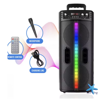 Колонка Bluetooth Wireless Speaker TTD-2806 яскрава атмосфера для вечірок ∙ Портативна колонка акумуляторна USB Bluetooth з мікрофоном 8,5" 40 W