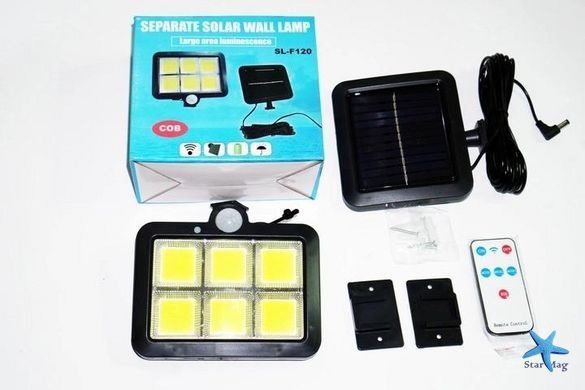 Вуличний акумуляторний LED ліхтар на сонячній батареї Solar Street Light SL-F120 &bull; Світлодіодний автономний прожектор для двору, вулиці, саду та дачі