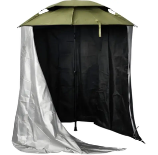 Рыбацкий зонт 2 м JTG2025-3khaki хаки с клапаном, наклоном, стенкой, чехлом и крючками &bull; Туристический зонт для рыбалки и отдыха на природе