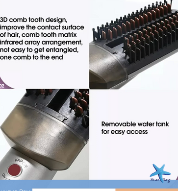 Расческа-фен Hair Steam Brush INFRARED+SPRAY HOTairCOMB 3в1 ∙ Утюжок и фен Hair Steam Brush для выпрямления волос
