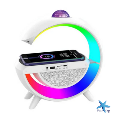 Настольная смарт лампа-ночник 3 в 1 RGB G2388 с беспроводной зарядкой ∙ Многофункциональный ночник Bluetooth колонка RGB 2388