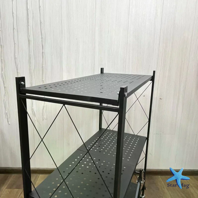 Складна полиця-стелаж із нержавіючої сталі на коліщатках 87&times;34&times;87 см &bull; Пересувна етажерка-органайзер на 3 яруси для кухні, ванної, дому та офісу